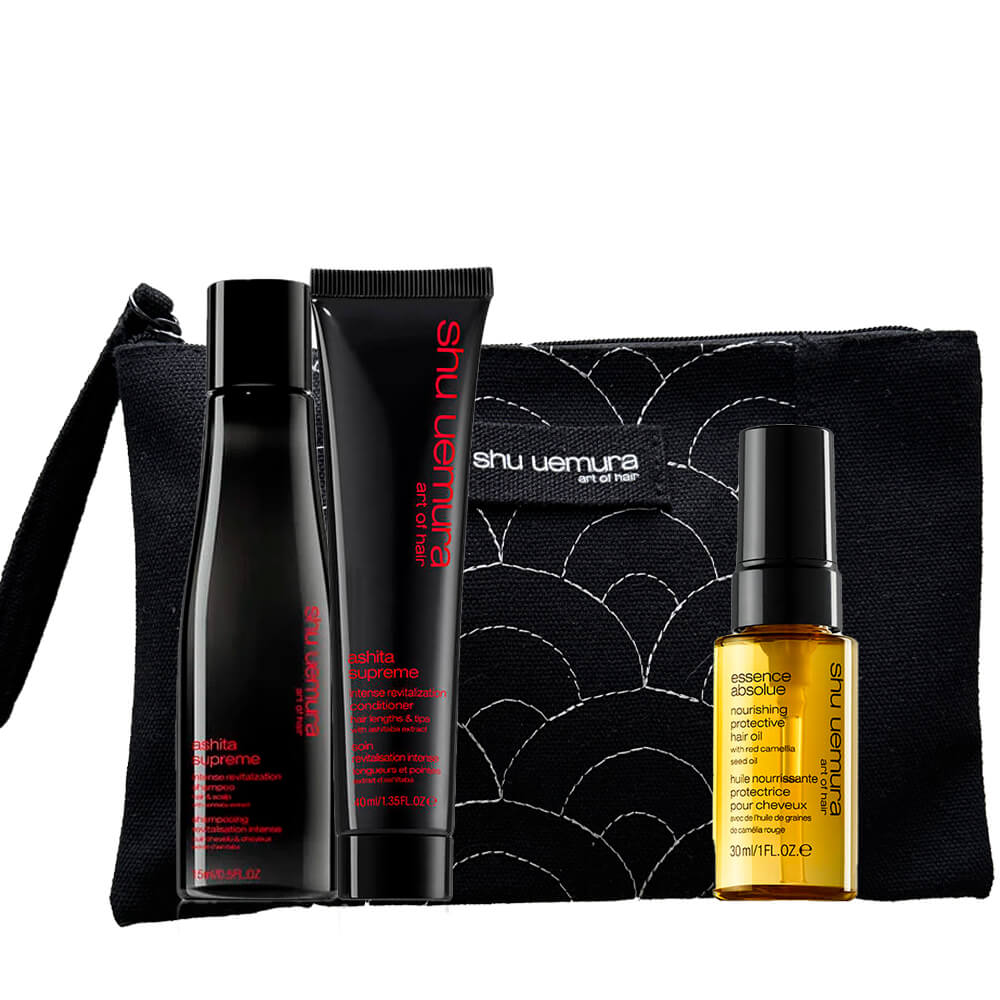 Shu Uemura Ashita Supreme Travel Kit With Essence Absolue Protective Hair Oil