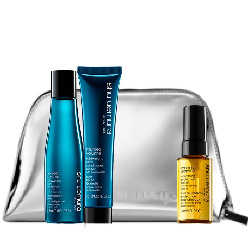 Shu Uemura Muroto Volume Travel Kit With Essence Absolue Protective Hair Oil